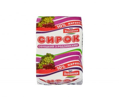 Сирок солодкий 10% жиру з родзинками 100 гр ТМ Лукавиця